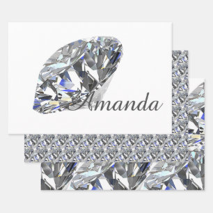 Personalised Elegant Diamonds Wrapping Paper Sheet