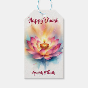 Personalised Elegant Diwali Diya  Gift Tags