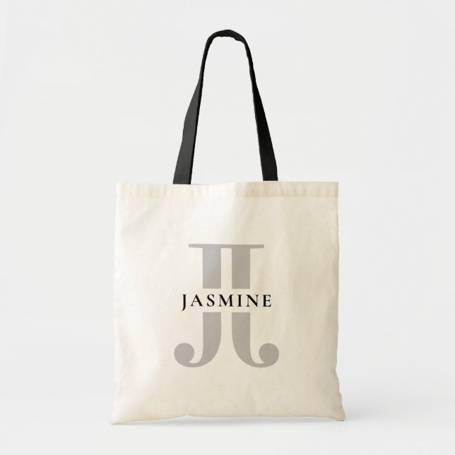 Personalised elegant double monogram letter tote bag (Front)