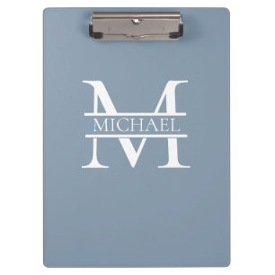 Personalised Elegant Dusty Blue Monogram and Name Clipboard