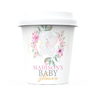 Personalised Elegant Elephant girl baby shower Paper Cups