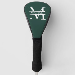 Personalised Elegant Emerald Green Monogram & Name Golf Head Cover