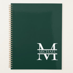 Personalised Elegant Emerald Green Monogram & Name Planner