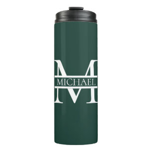 Personalised Elegant Emerald Green Monogram & Name Thermal Tumbler