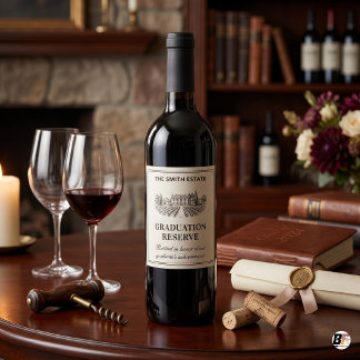 Personalised Elegant Estate Vineyard Graduation Wine Label