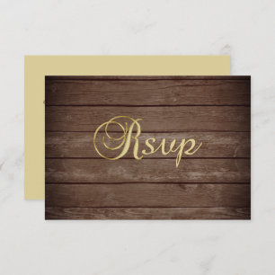Personalised Elegant Fall Rustic Wood RSVP Wedding Invitation