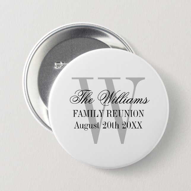 Personalised elegant family reunion party buttons (Front & Back)