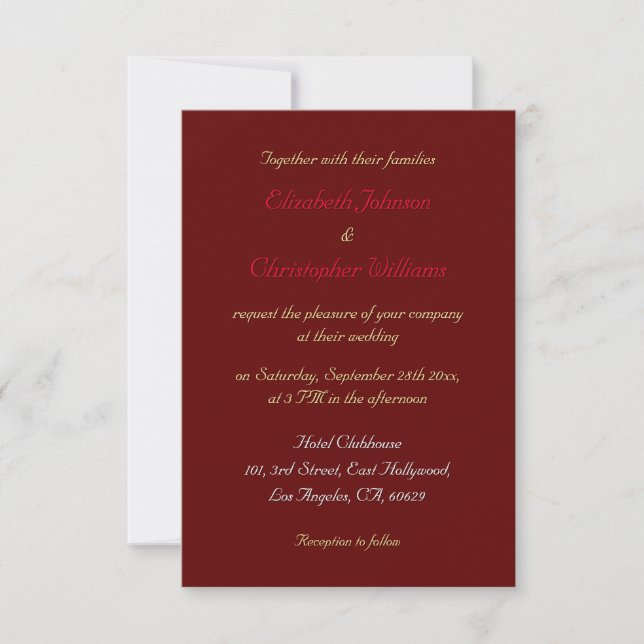 Personalised Elegant Faux Gold Wedding Invitation (Front)