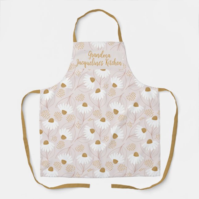 Personalised Elegant Floral Apron for Grandma (Front)