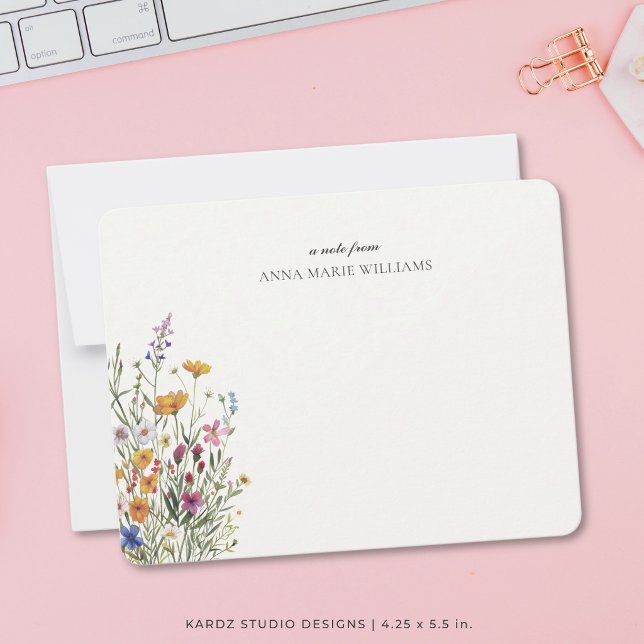 Personalised Elegant Floral Boho Chic Note Card  (Elegant chic note cards, personalize with your name. More sizes in collection.)