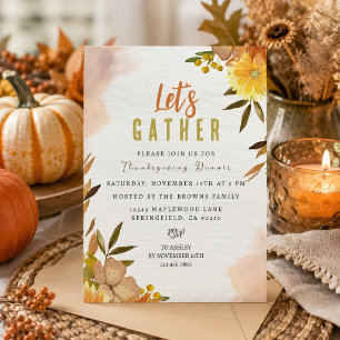 Personalised Elegant Floral Botanical Thanksgiving Invitation