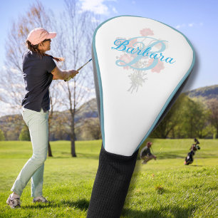 Personalised Elegant Floral  Monogram Name  Golf Head Cover