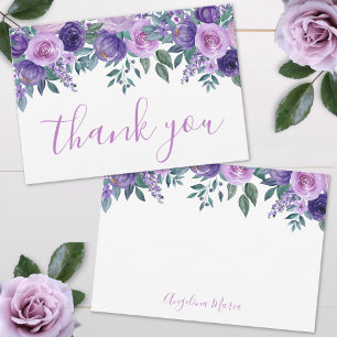 Personalised Elegant Floral Purple Thank You Card