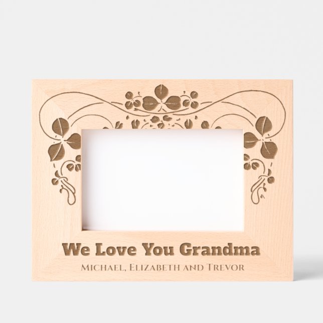 Personalised Elegant Floral We Love You Grandma Etched Frames (Front)