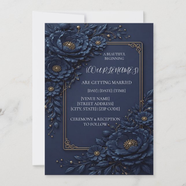 personalised  Elegant Floral Wedding Invitation (Front)