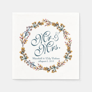 Personalised Elegant Floral Wedding   Napkin