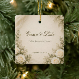 Personalised Elegant Floral Wedding Ornament