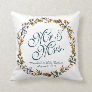 Personalised Elegant Floral Wedding Pillow