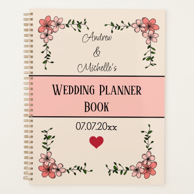 Personalised Elegant Floral Wedding Planner Book (Front)