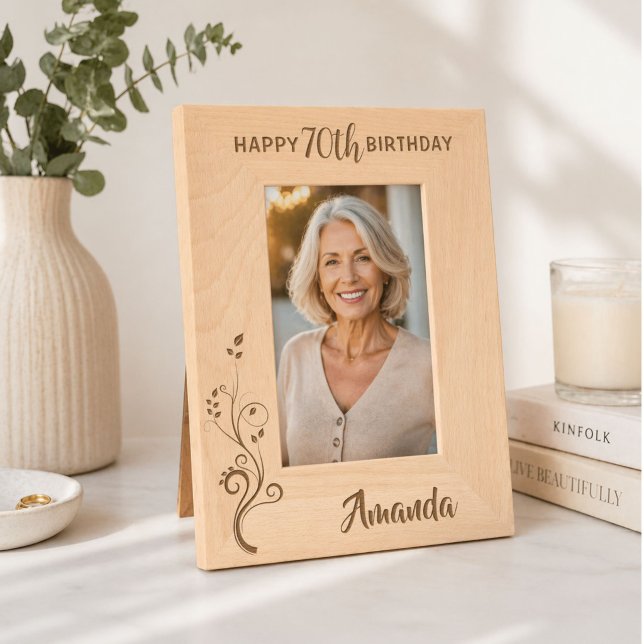 Personalised Elegant Foliage 80th Birthday Etched Frames (Creator Uploaded)