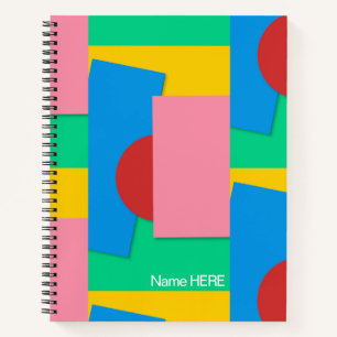 Personalised Elegant Fun Shapes & Colour Art Red Notebook