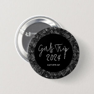 Personalised Elegant Girls Trip Faux Glitter Foil 6 Cm Round Badge