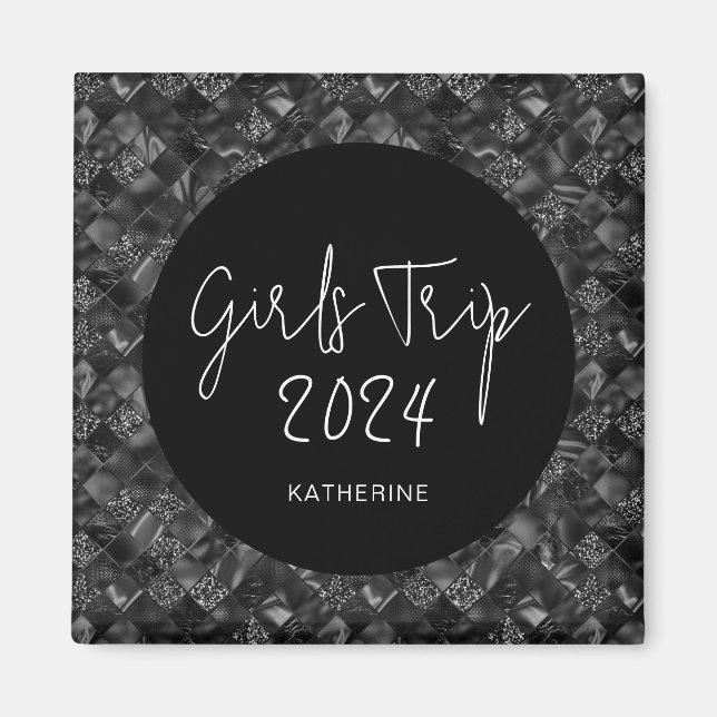 Personalised Elegant Girls Trip Faux Glitter Foil Magnet (Front)