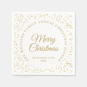 Personalised Elegant Gold Confetti Merry Christmas Napkin