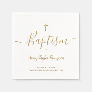Personalised Elegant Gold Cross Baptism Script  Napkin