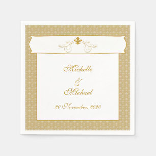 Personalised Elegant Gold Fancy Fleur de Lis Napkin