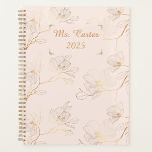 Personalised Elegant Gold Floral Weekly/Monthly Planner