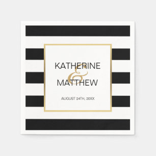 Personalised Elegant Gold Frame Wedding Paper Napkin