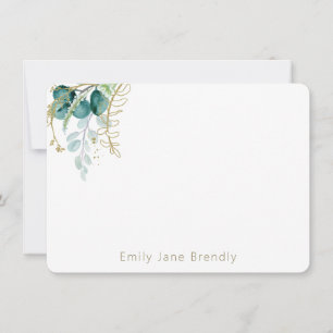 Personalised Elegant Gold Greenery Watercolor  Card