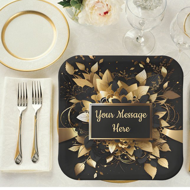 Personalised Elegant Gold Paper Plate (Creator Uploaded)
