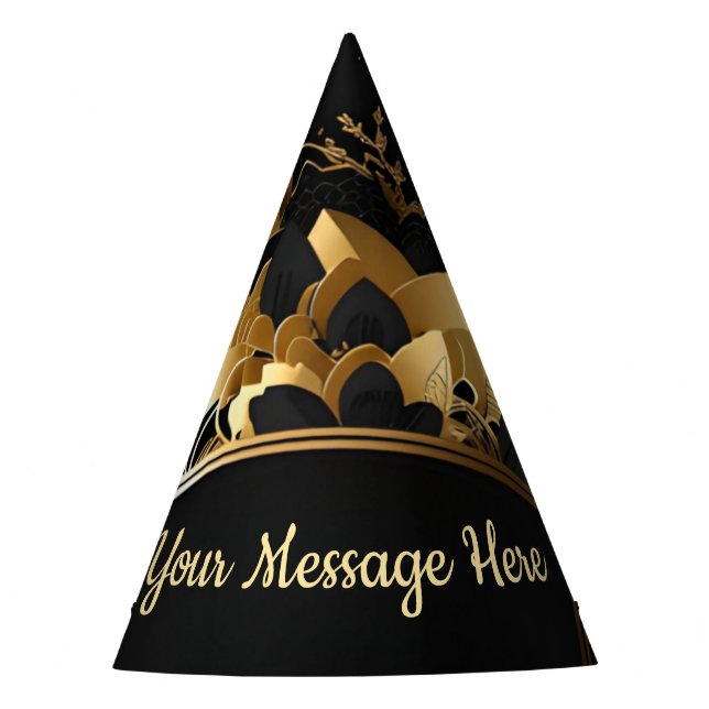 Personalised Elegant Gold Party Hat (Front)