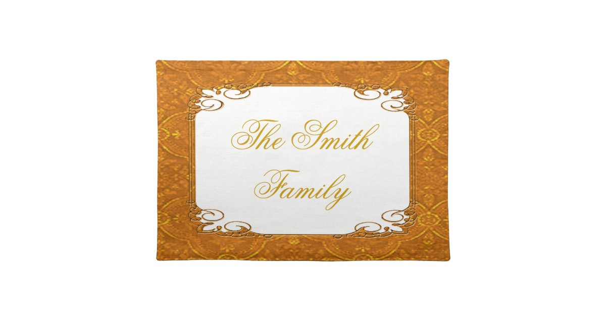 Personalised Elegant Gold Placemat Zazzle