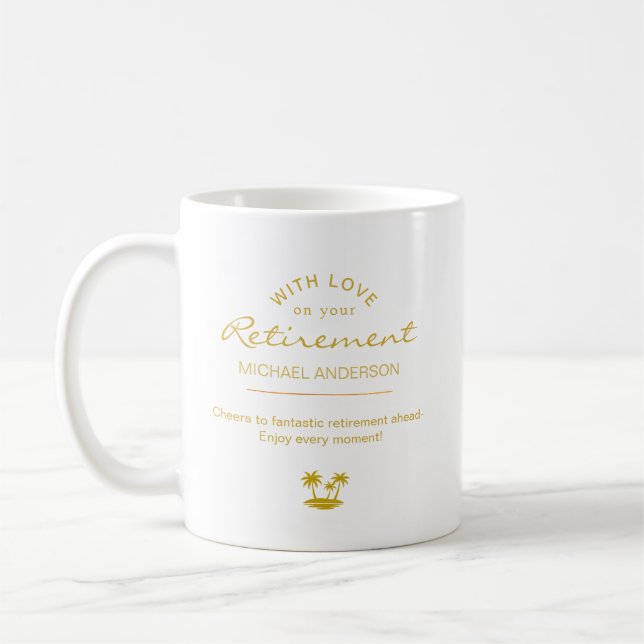  Personalised Elegant Gold Retirement Keepsake Coffee Mug (Left)