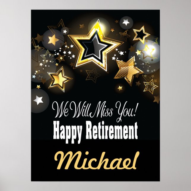 Personalised Elegant Gold Retirement Poster (Front)