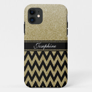 Personalised Elegant Gold Sparkle Glitter Name iPhone 11 Case