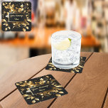 Personalised Elegant Gold Square Paper Coaster<br><div class="desc">Introducing our exquisite Black and Gold paper coaster, designed to add a touch of sophistication to your special event. The sleek black background sets the stage for the shimmering gold accents that exude elegance and style. Personalise this napkins by entering your own message. This invitation is perfect for formal gatherings,...</div>