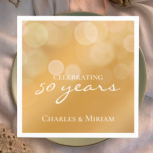 Personalised Elegant Golden 50th Anniversary Party Napkin