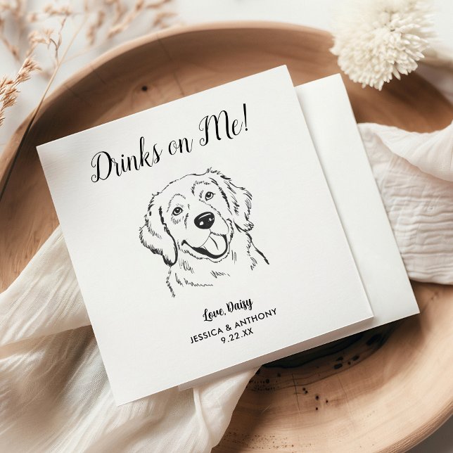 Personalised Elegant Golden Retriever Dog Wedding  Napkin (Creator Uploaded)