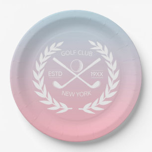 Personalised Elegant Golf Club Gold Wreath    Paper Plate