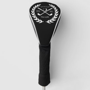 Personalised Elegant Golf Club Logo Gold Wreath  Golf Head Cover