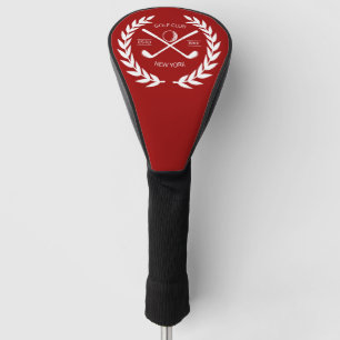 Personalised Elegant Golf Club Logo Gold Wreath  Head Cover