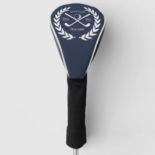 Personalised Elegant Golf Club Logo Gold Wreath Head Cover