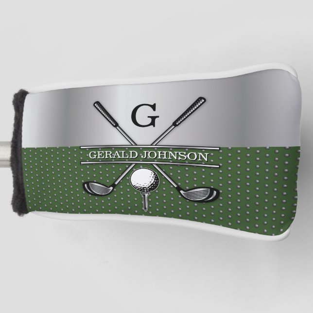Personalised Elegant Golf Monogram Design Golf Head Cover (Front)
