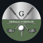 Personalised Elegant Golf Monogram Logo Classic Round Sticker<br><div class="desc">Minimalist Custom Elegant Golf Monogram Design by Edward Eksi. Easy modification of INITIALS and TEXTS for your needs.</div>