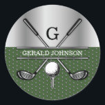 Personalised Elegant Golf Monogram Logo Classic Round Sticker<br><div class="desc">Minimalist Custom Elegant Golf Monogram Design by Edward Eksi. Easy modification of INITIALS and TEXTS for your needs.</div>