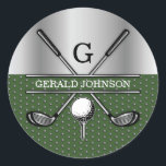 Personalised Elegant Golf Monogram Logo Classic Round Sticker<br><div class="desc">Minimalist Custom Elegant Golf Monogram Design by Edward Eksi. Easy modification of INITIALS and TEXTS for your needs.</div>